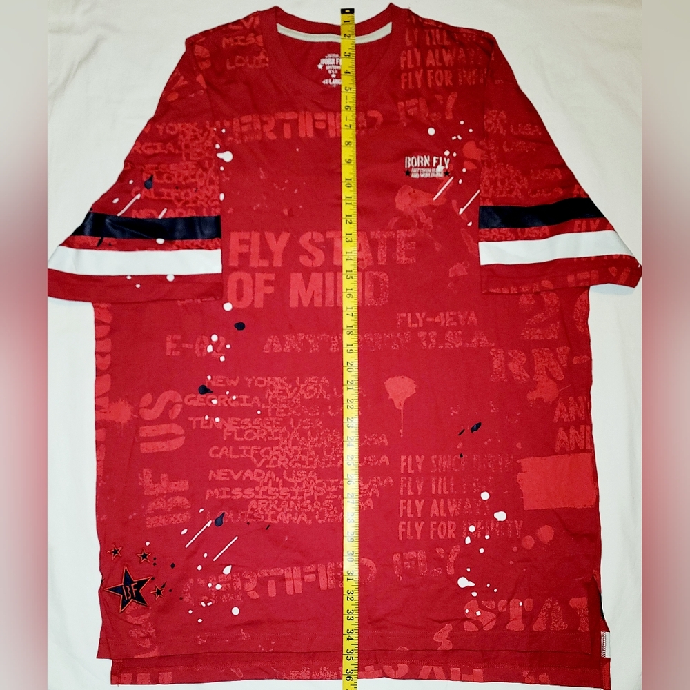 BornFly AnyTown Splatter T-Shirt Red/Blue Sz 4XL Men
